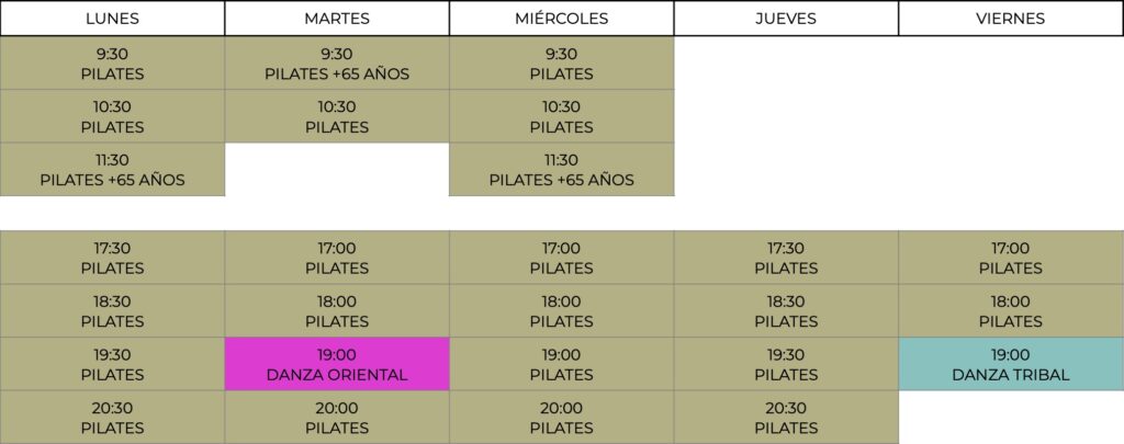 Horarios curso 2024-25